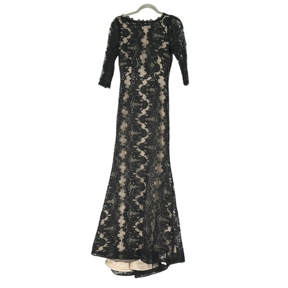 Alice + Olivia Jae Black Lace Open Back Maxi Gown - Picture 3 of 13